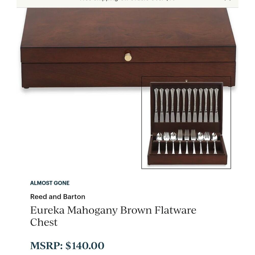 REED & BARTON NIB EUREAKA MAHOGANY FLATWARE CHEST   ( ONLY CHEST)